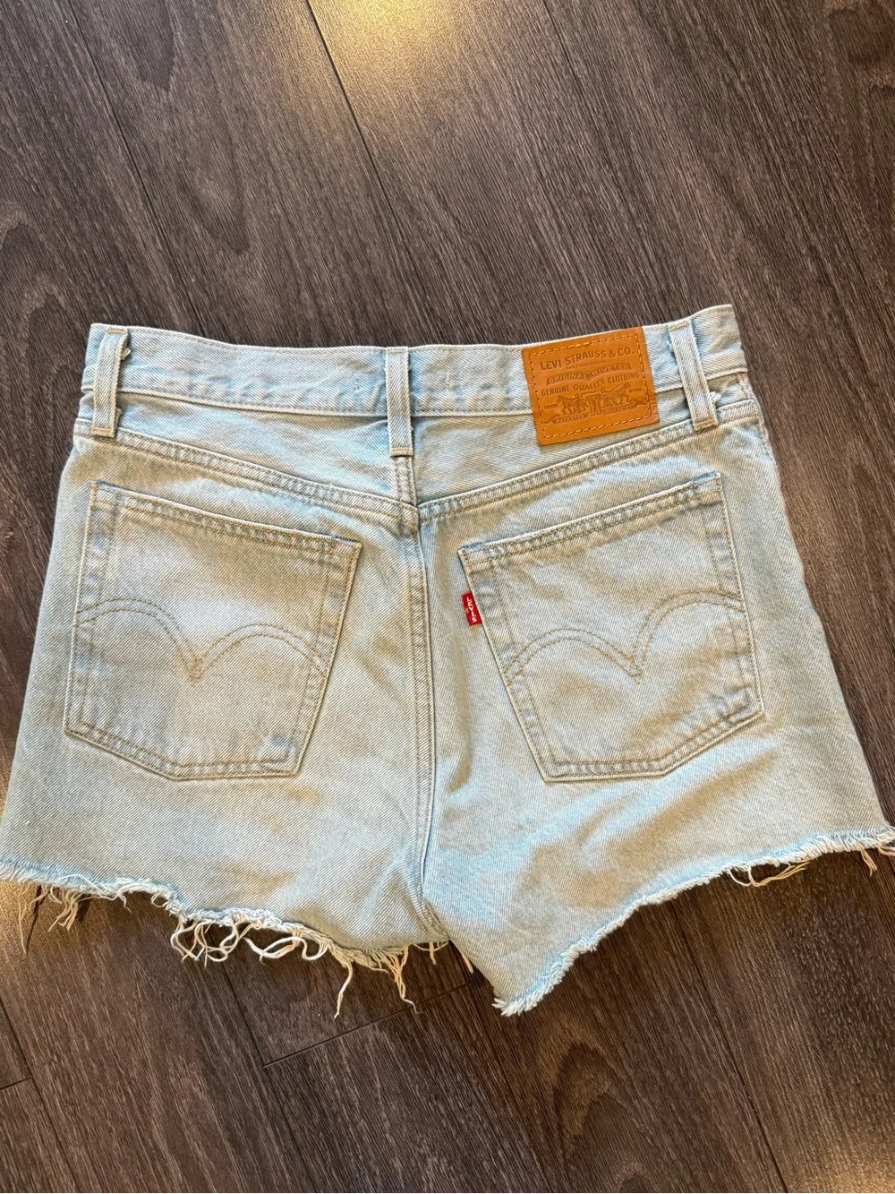 Levi's Light Blue Frayed Hem Denim Shorts